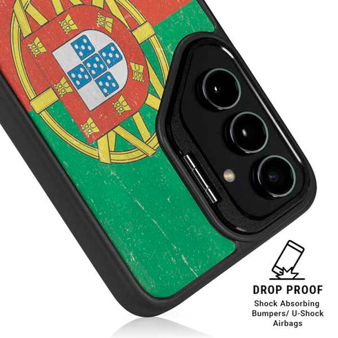 Portugal Flag Distressed Galaxy S24 FE Kickstand Case